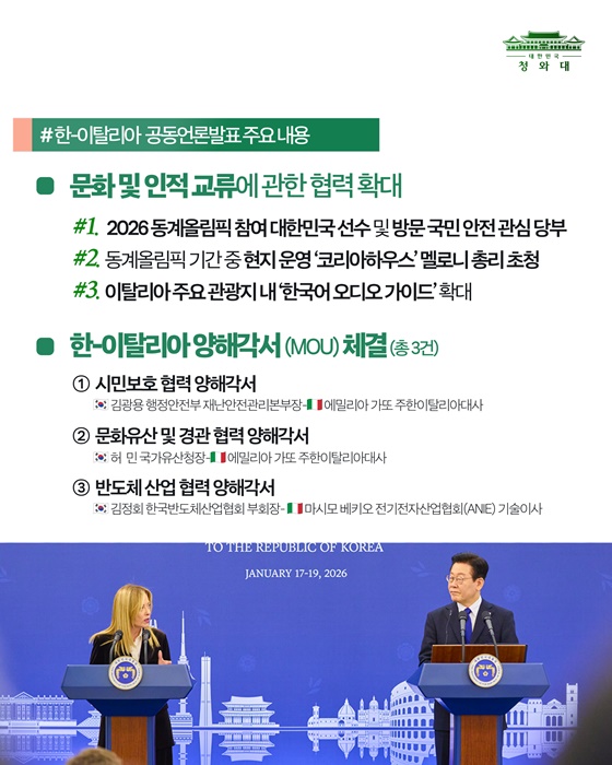 한-이탈리아 정상회담 결과, 국민께 보고드립니다