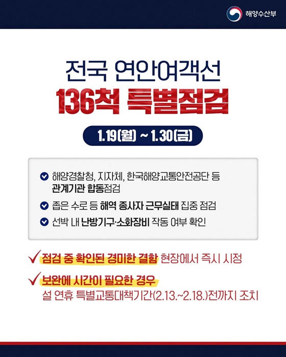 설 명절 귀성길 바닷길도 안전하게!