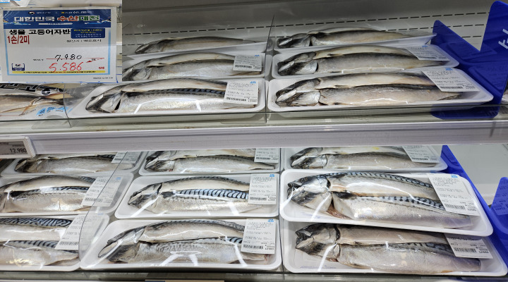 대한민국 수산대전, 고등어 특별 할인전이 열리는 마트 수산물 코너.