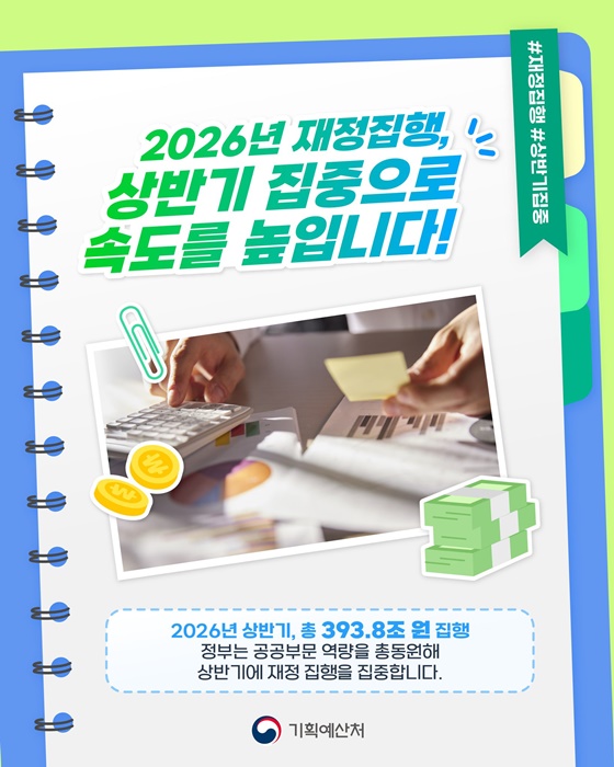 2026년 재정집행, 상반기 집중으로 속도를 높입니다!