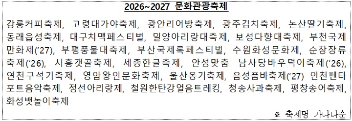 '2026~2027 문화관광축제'(표=문체부 제공)