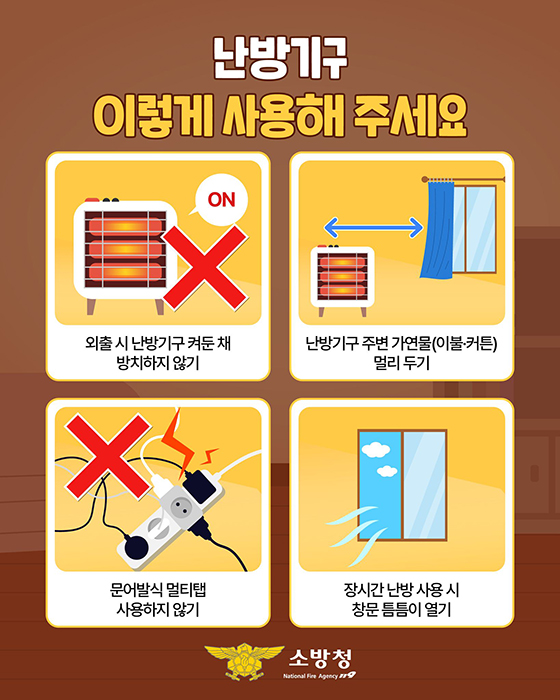 강력한파에 늘어나는 난방기구 사용, 화재예방도 챙기세요!