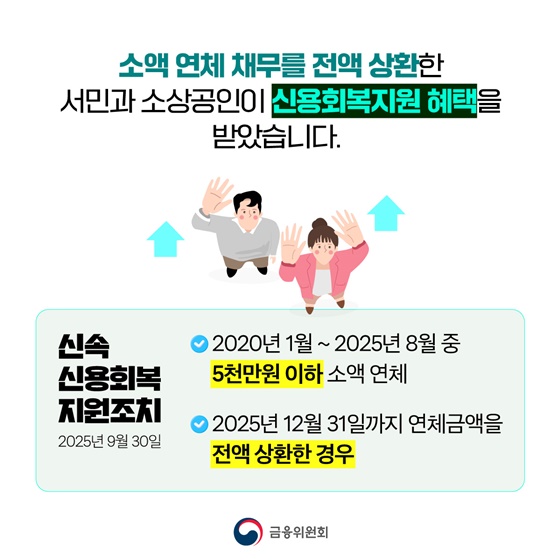 성실하게 빚 갚은 서민·소상공인 292.8만 명 신용회복 지원