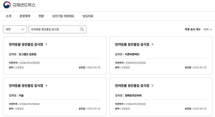 반려동물 동반출입 음식점 목록