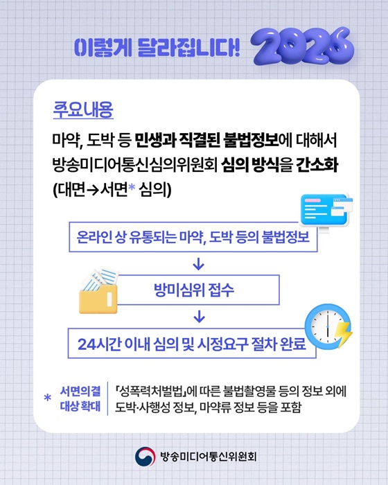 마약, 도박 등 불법정보 신속차단을 위한 제도 개선