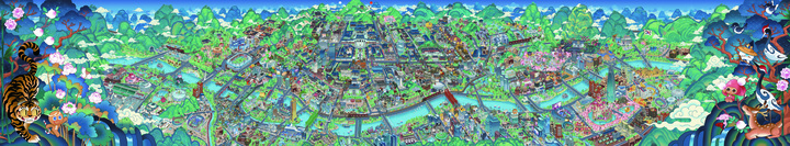 덕수궁 돈덕전에서 전시 중인 쿠키런 상상화 '꺼지지 않을 희망의 빛'.