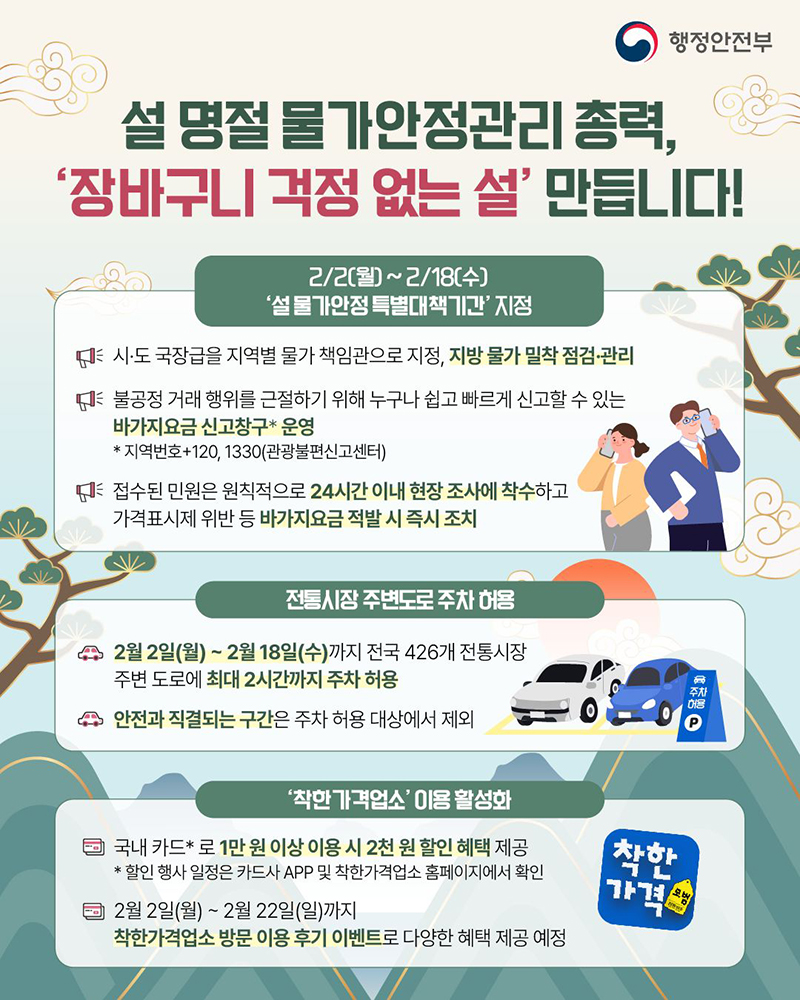 설 명절 물가안정관리 총력, '장바구니 걱정 없는 설' 만듭니다! 하단내용 참조