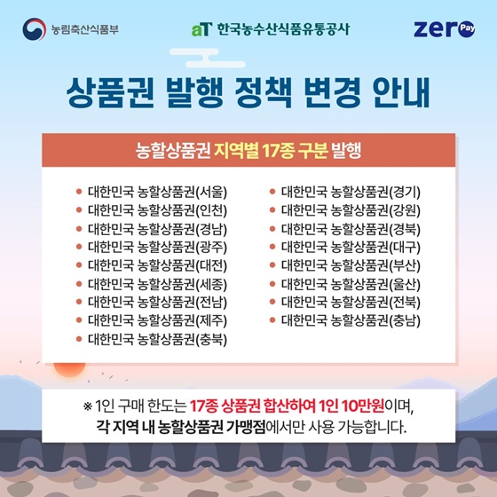 2026 대한민국 농할상품권 설맞이 발행 및 정책 변경 안내