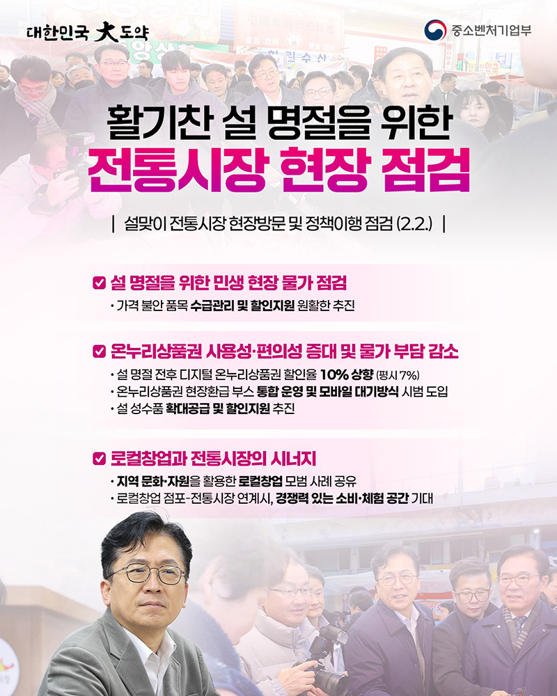 활기찬 설 명절을 위한 전통시장 현장점검 하단내용 참조