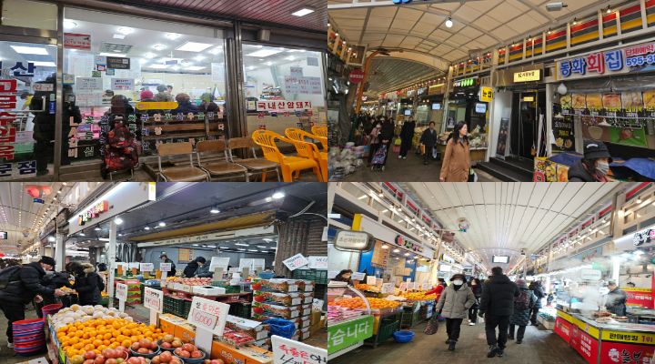 전통시장의 정육점과 농산물매장은 가맹점인 경우 농할권으로 상품 구매가 가능하다.