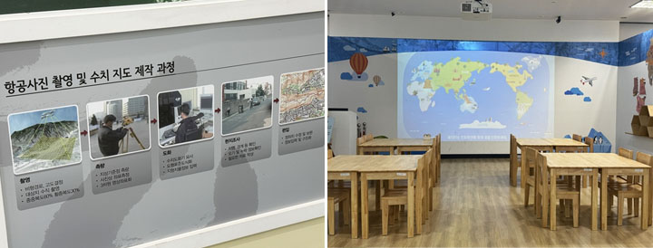 (좌) 사진으로 만나는 항공사진 지도 제작 과정, (우) 랜드마크 공 던지기 게임