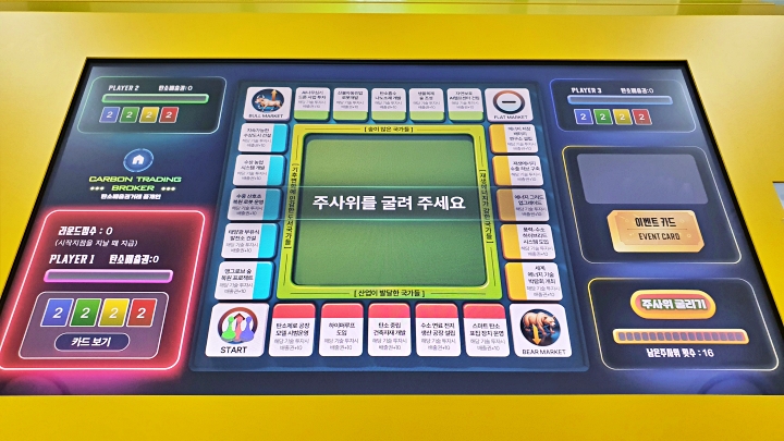 탄소 저감 기술에 투자해 배출권을 확보하는 '탄소배출권 거래' 보드게임 체험