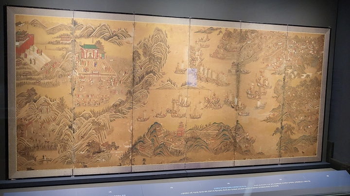 일본군을 물리친 공적을 기념하는 내용의 병풍 그림, <정왜기공도병>