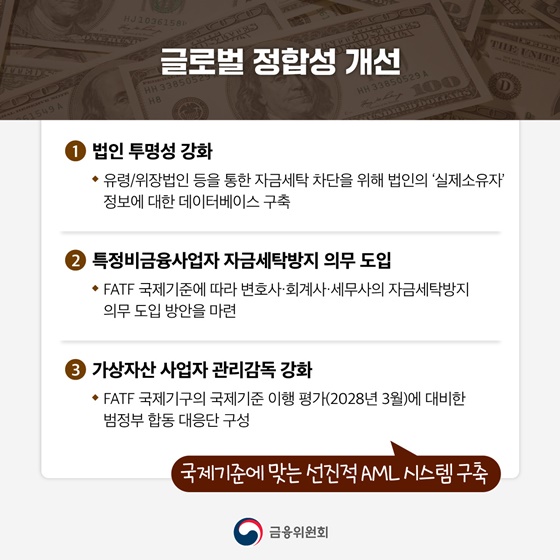 자금세탁으로부터 안전한 선진 국가로 도약합니다