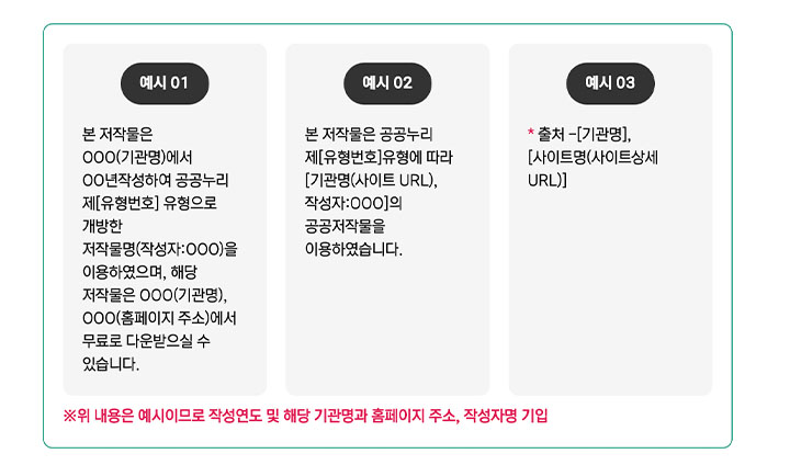 공공저작물 출처표기 규정이다. (출처: 공공누리 누리집)