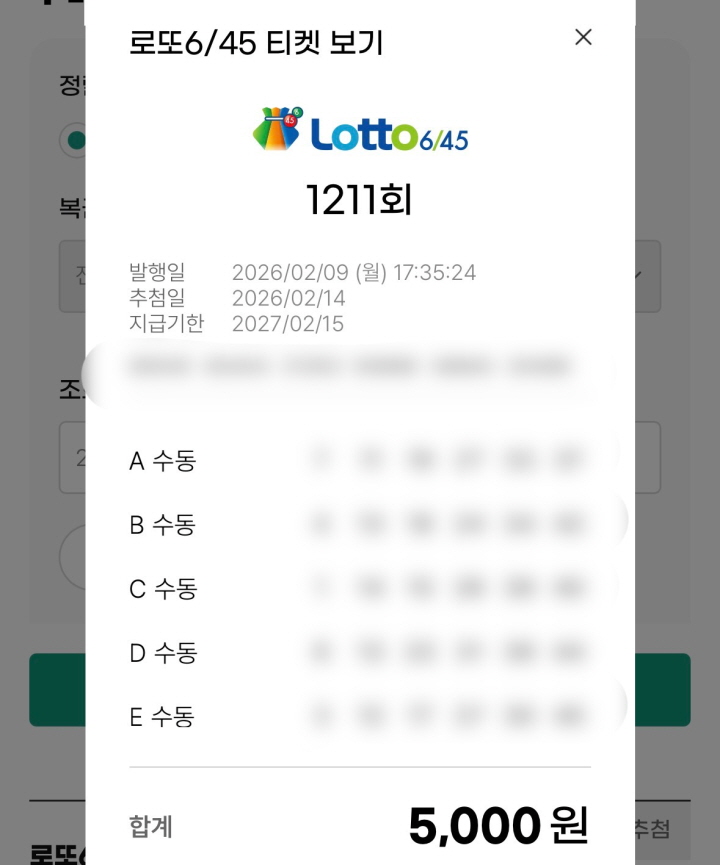 로또 구매 내역