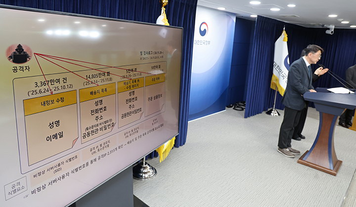 최우혁 과학기술정보통신부 정보보호네트워크정책실장이 10일 오후 서울 종로구 정부서울청사에서 '쿠팡 침해사고 민관합동 조사단 조사결과를 발표하고 있다.(ⓒ뉴스1, 무단 전재-재배포 금지)
