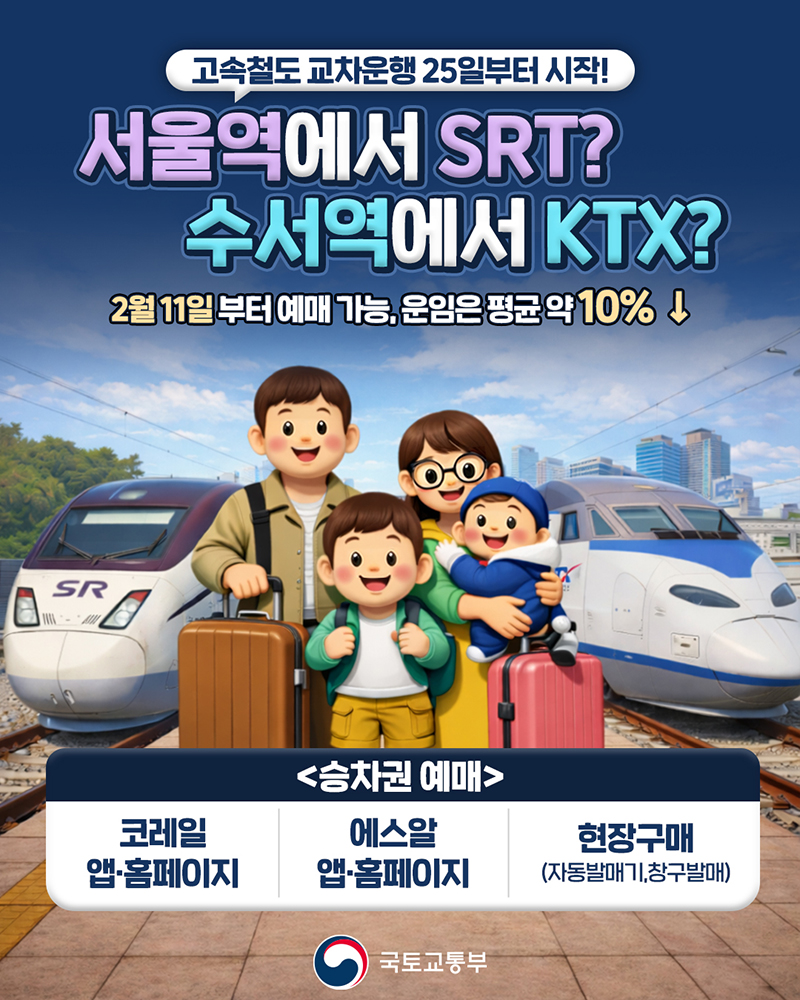 수서역에서 KTX, 서울역에서 SRT 고속철도 교차운행 시작! 하단내용 참조