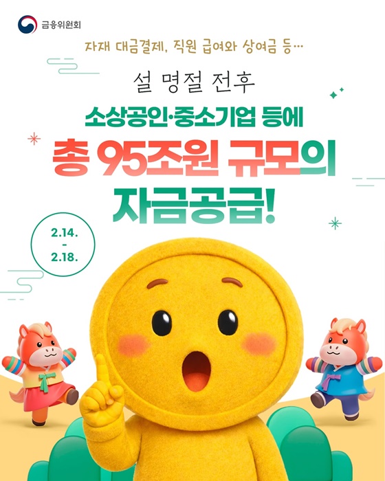 설 명절 전후, 소상공인·중소기업에 95조 원 규모 자금공급