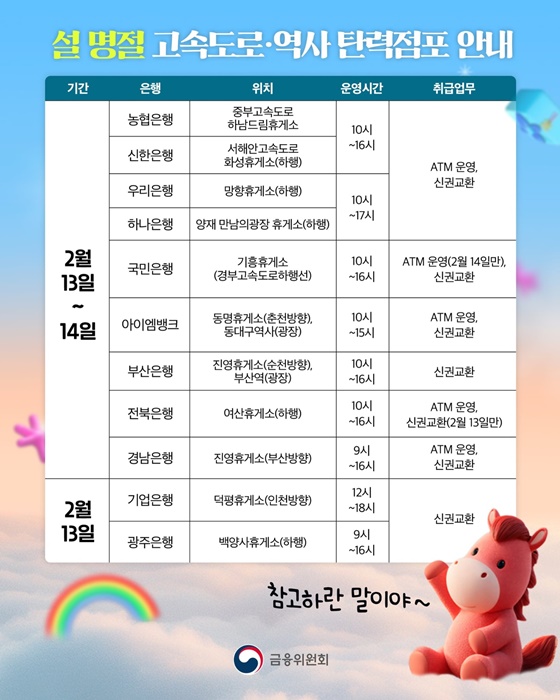 설 명절 금융이용 안내