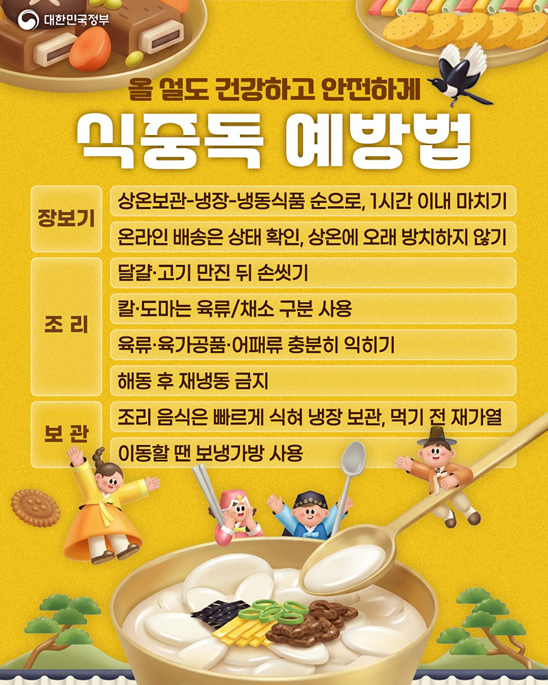 올 설도 건강하고 안전하게 '식중독 예방법' 하단내용 참조
