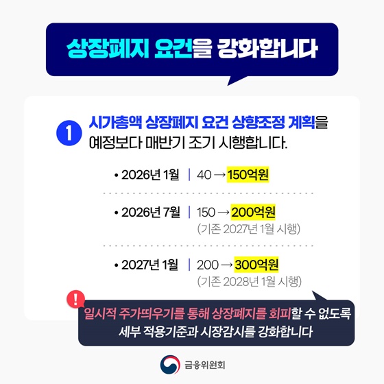 동전주 상장폐지 코스닥 부실기업 신속 엄정 퇴출