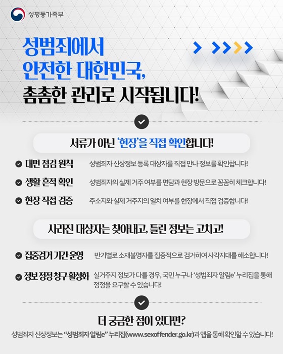 성범죄자 신상정보 등록, 신속·정확성이 높아집니다