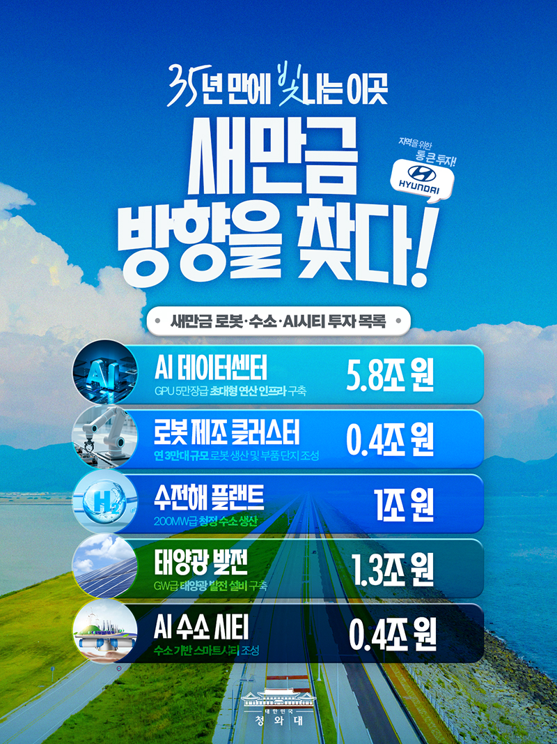 전북 새만금에서 대한민국의 새로운 미래가 시작됩니다 하단내용 참조