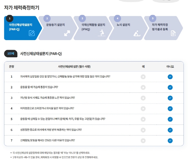 튼튼머니를 이용하려면 일단 국민체력100(https://nfa.kspo.or.kr)회원가입이 필요한데 자가체력측정을 하면 바로 1천 포인트가 적립되어 쏠쏠하다.(출처:국민체력100)