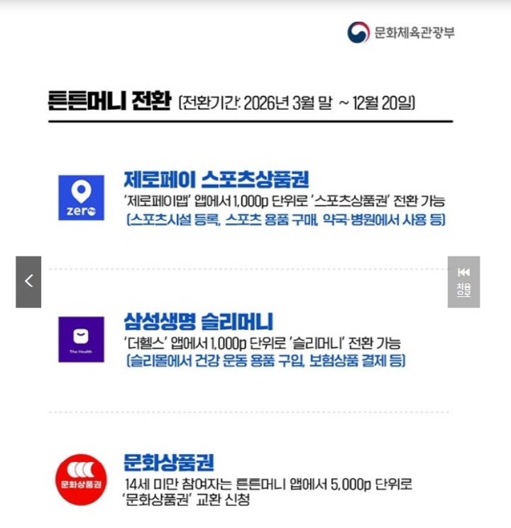 2026년부터 튼튼머니 사용처가 더욱 다양해졌다.(출처=문화체육관광부)