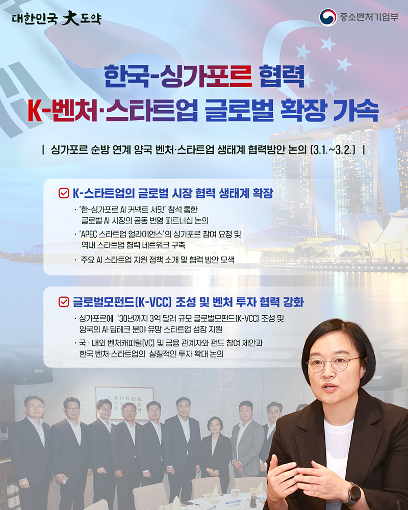 한국-싱가포르 협력 K-벤처·스타트업 글로벌 확장 가속 하단내용 참조