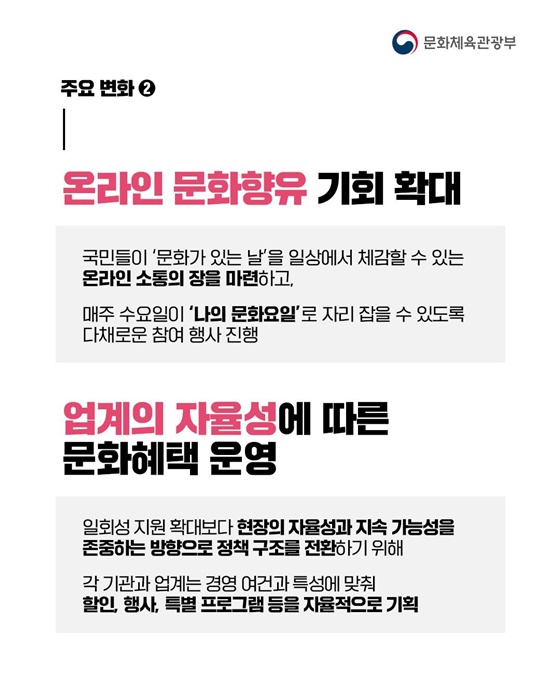 4월부터 매주 수요일은 문화요일