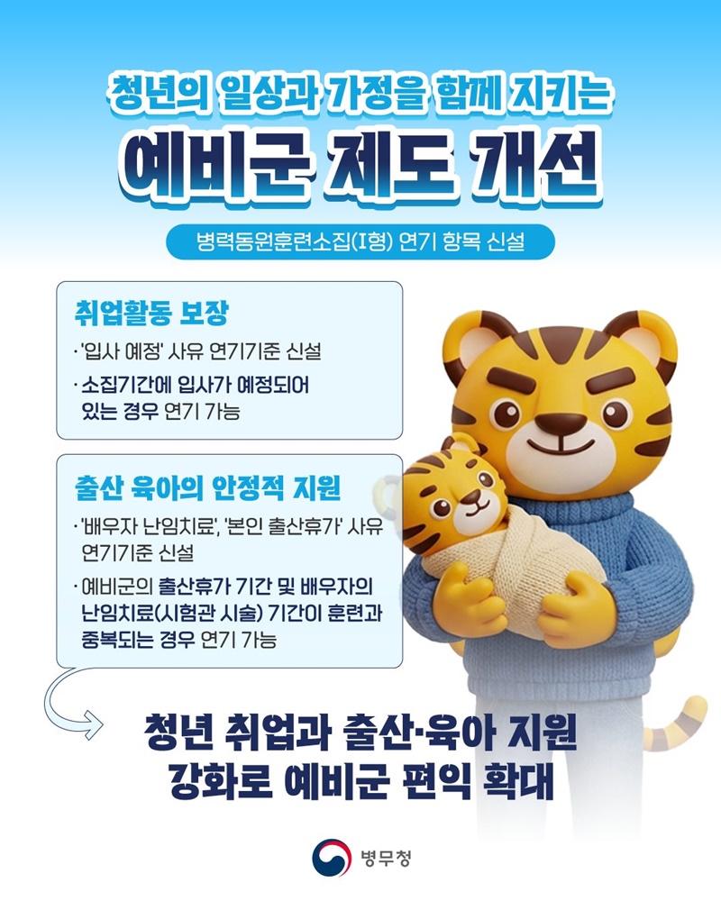 청년의 일상과 가정을 함께 지키는 예비군 제도 개선 하단내용 참조