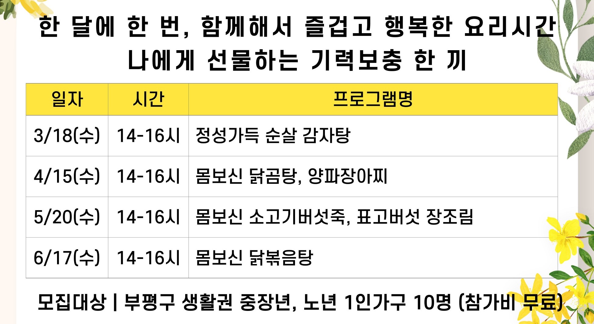 1인가구 식생활 개선 프로그램