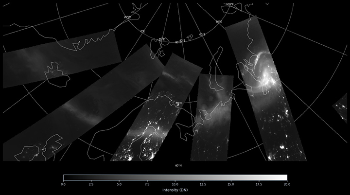 차중3호 로키츠에서 본 오로라 고리의 모습. 2026년 2월 14일 지자기 폭풍 당시 확보한 영상으로 사진 오른쪽의 밝은 부분이 오로라 (사진=우주항공청)