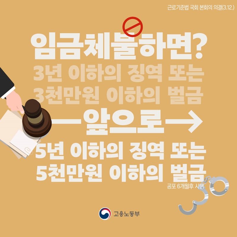 앞으로 임금체불 처벌이 이렇게 바뀝니다 하단내용 참조