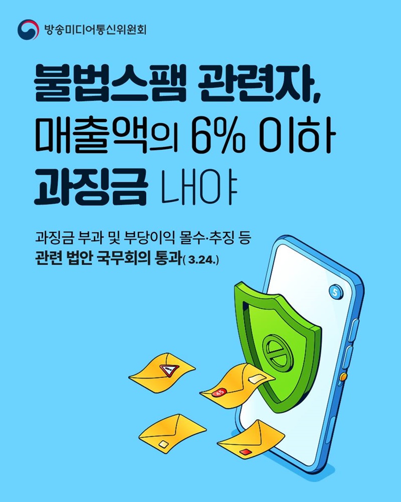불법스팸 관련자, 매출액 6% 이하 과징금 부과 하단내용 참조