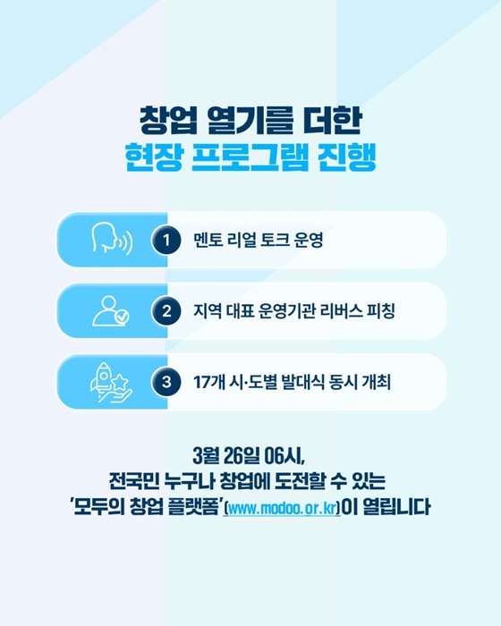 국가창업시대 첫 번째 프로젝트 모두의 창업 시작됩니다
