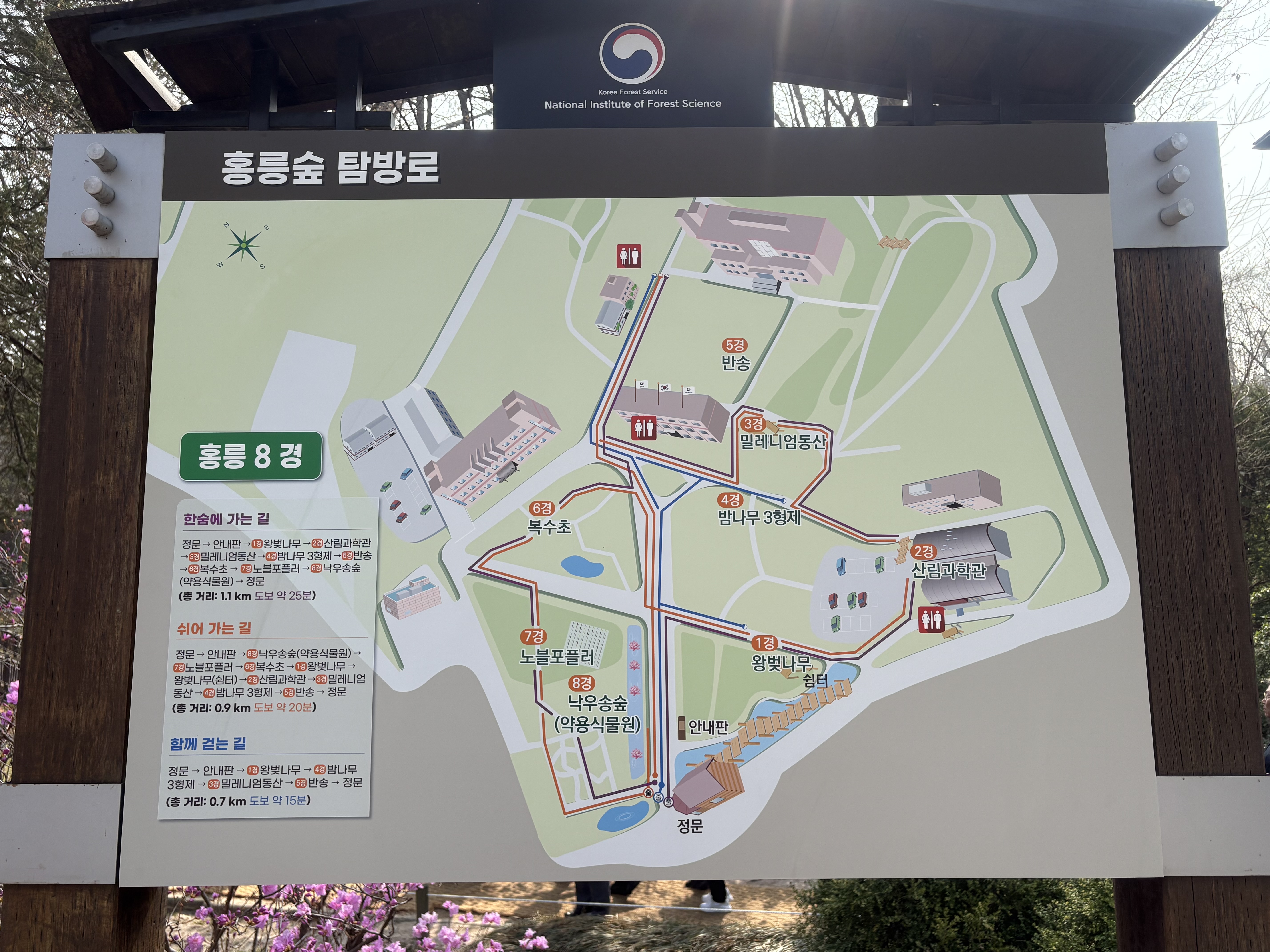 '홍릉숲 탐방로' 안내도 (본인 촬영)
