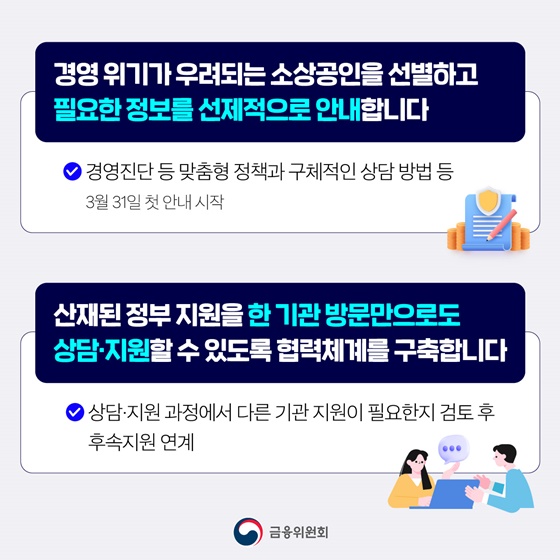 경영위기 소상공인·서민·취약 계층, 원스톱으로 지원합니다