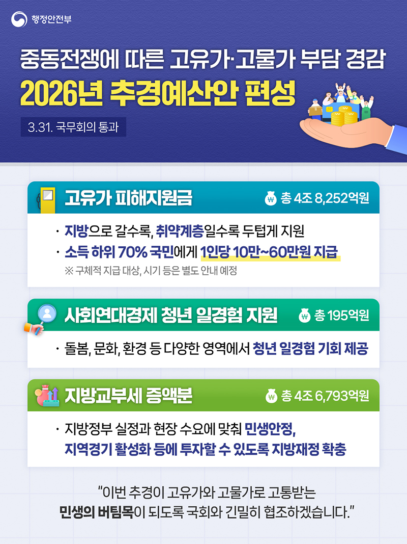 2026 행정안전부 추가경정예산안 하단내용 참조