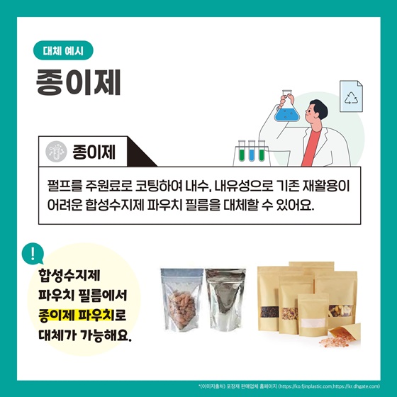 식품포장재 중 플라스틱 포장을 대체할 수 있는 방법은?
