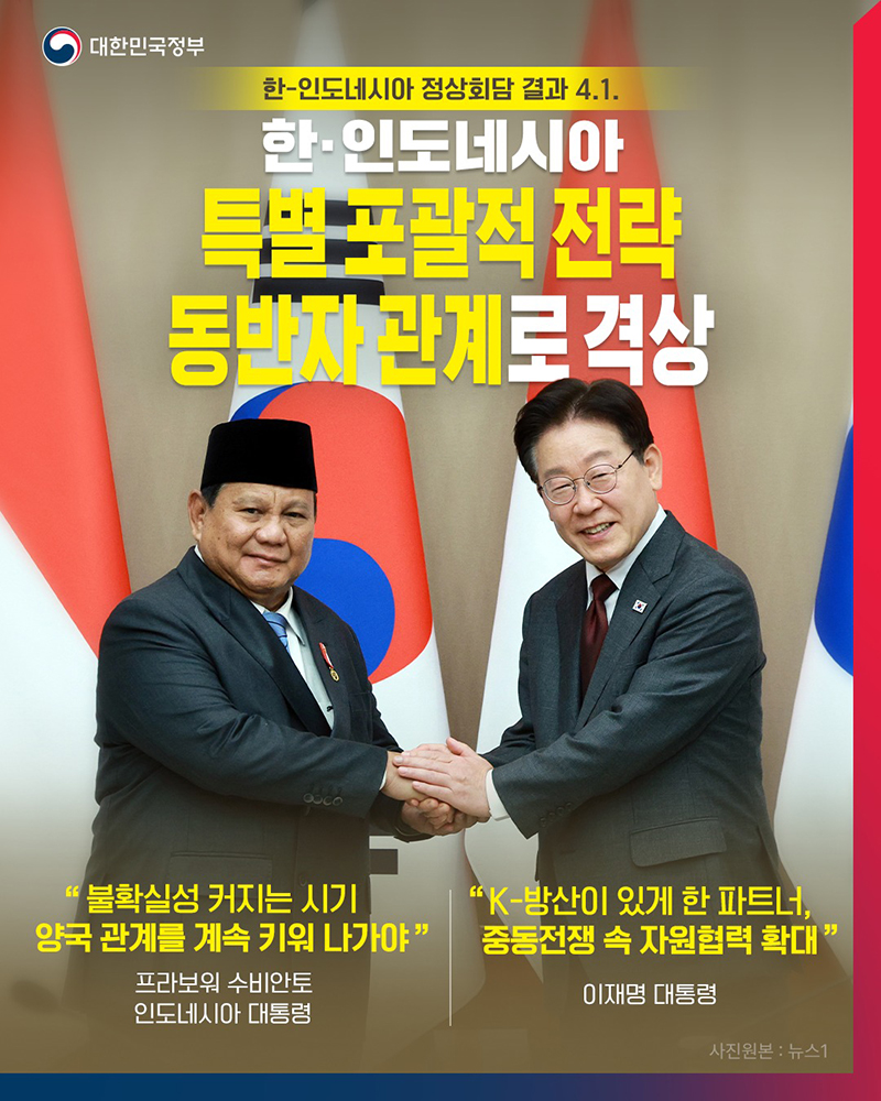 한&middot;인도네시아 특별 포괄적 전략 동반자 관계로 격상 하단내용 참조