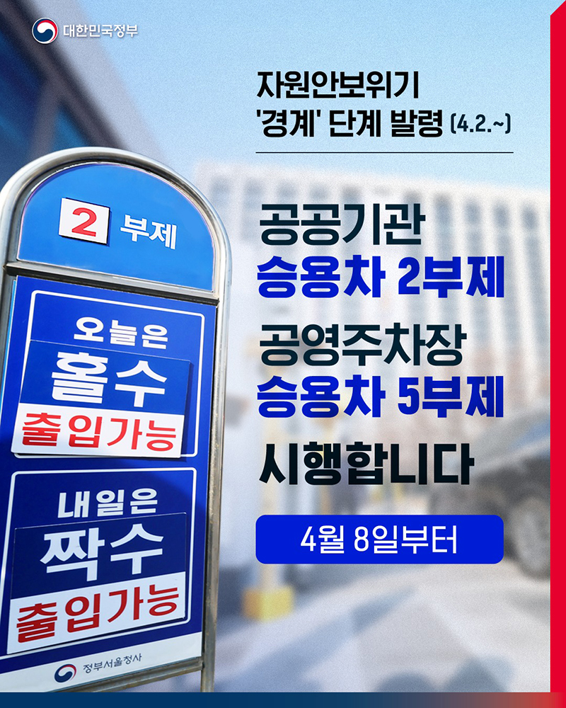 자원안보위기 '경계' 단계 발령(4.2.~) 하단내용 참조