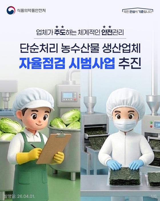 단순처리 농수산물 생산업체 자율점검 시범사업 추진