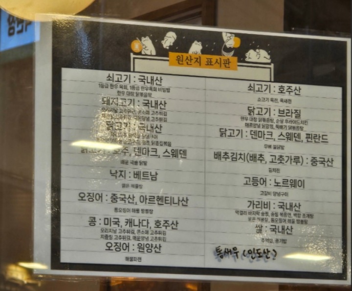 원산지도 정확하게 표시하고 있어 안심하고 소비할 수 있었다. (본인촬영)