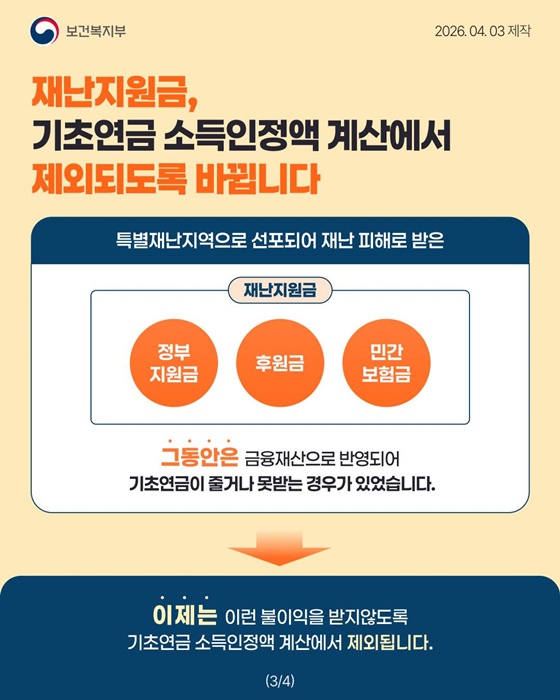재난 피해 지원금을 받더라도 기초연금은 안정적으로!