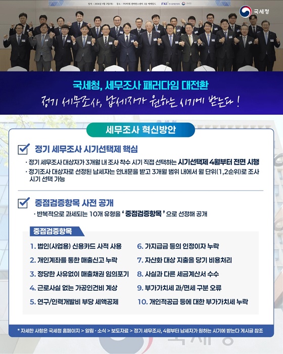 정기 세무조사 4월부터 납세자가 시기 정한다!