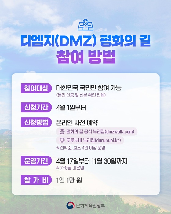 디엠지(DMZ) 평화의 길 12개 테마노선 전면 개방