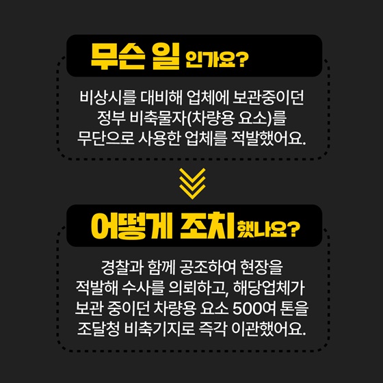 국가 비축물자 무단 사용 강력 대응